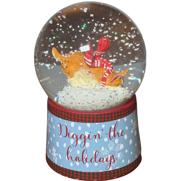 Diggin' the Holidays Dog Musical Snow Globe Plays Jingle Bell Woof - Picture 1 of 6